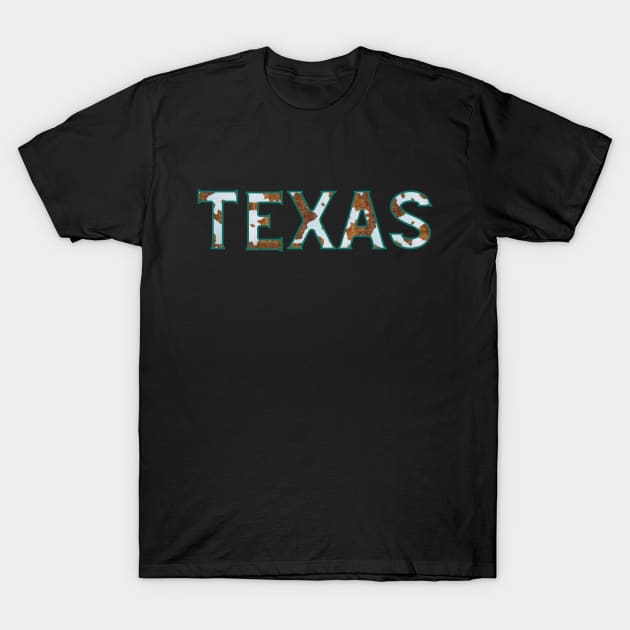 Cowhide "Texas" Letters T-Shirt by jackofdreams22